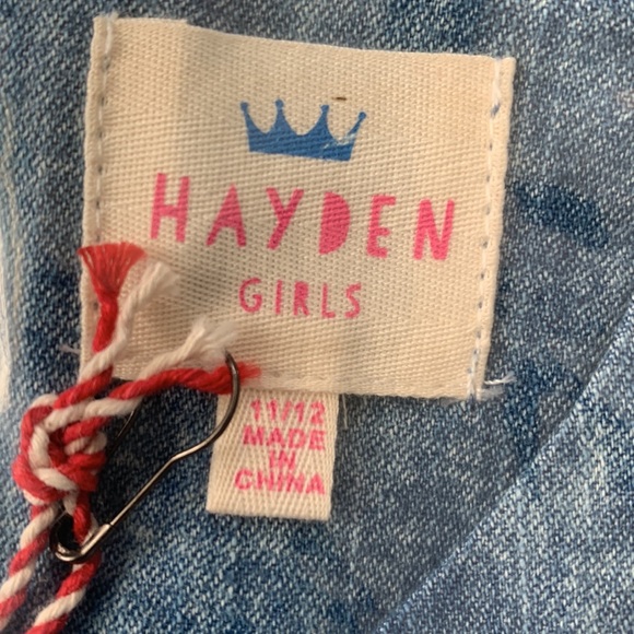 NEW Hayden Los Angeles Girls Denim Fringe Boho Dress 11/12 mini free people - Picture 6 of 6